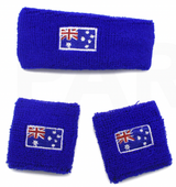 Australian Flag Wristband & Headband Set - Terry Towelling Cotton Tennis Sweatbands