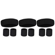 3x Black Wristband & Headband Set Pack - Terry Towelling Cotton Tennis Sweatbands
