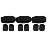 3x Black Wristband & Headband Set Pack - Terry Towelling Cotton Tennis Sweatbands