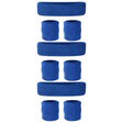 3x Blue Wristband & Headband Set Pack - Terry Towelling Cotton Tennis Sweatbands