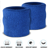 Blue Wristband & Headband Set - Terry Towelling Cotton Tennis Sweatbands