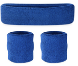 Blue Wristband & Headband Set - Terry Towelling Cotton Tennis Sweatbands