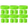 6x Fluro Green Wristband & Headband Set Bulk Pack - Terry Towelling Cotton Tennis Sweatbands