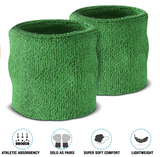 Green Wristband & Headband Set - Terry Towelling Cotton Tennis Sweatbands