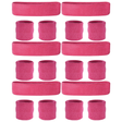 6x Hot Pink Wristband & Headband Set Bulk Pack - Terry Towelling Cotton Tennis Sweatbands
