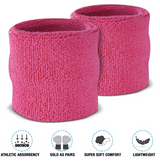 Hot Pink Wristband & Headband Set - Terry Towelling Cotton Tennis Sweatbands
