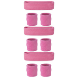 3x Light Pink Wristband & Headband Set Pack - Terry Towelling Cotton Tennis Sweatbands