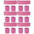 6x Light Pink Wristband & Headband Set Bulk Pack - Terry Towelling Cotton Tennis Sweatbands