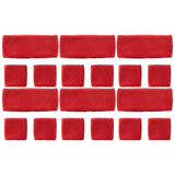 6x Red Wristband & Headband Set Bulk Pack - Terry Towelling Cotton Tennis Sweatbands
