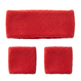 Red Wristband & Headband Set - Terry Towelling Cotton Tennis Sweatbands