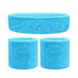 Sky Blue Wristband & Headband Set - Terry Towelling Cotton Tennis Sweatbands