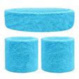 Sky Blue Wristband & Headband Set - Terry Towelling Cotton Tennis Sweatbands