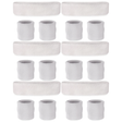 6x White Wristband & Headband Set Bulk Pack - Terry Towelling Cotton Tennis Sweatbands