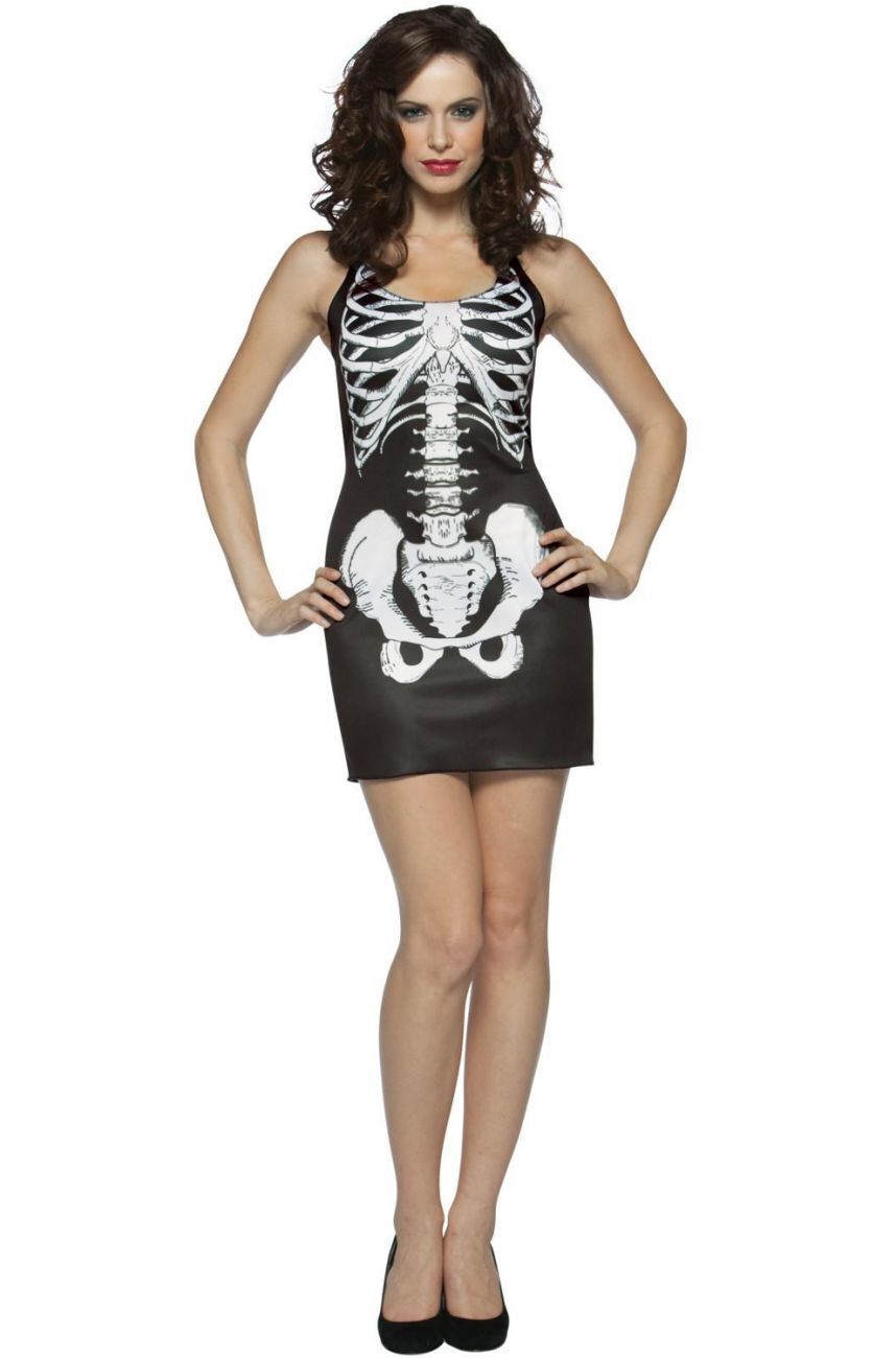 Womens Skeleton Costume - Black & White Bones Tank Dress (Halloween & Fancy Dress)