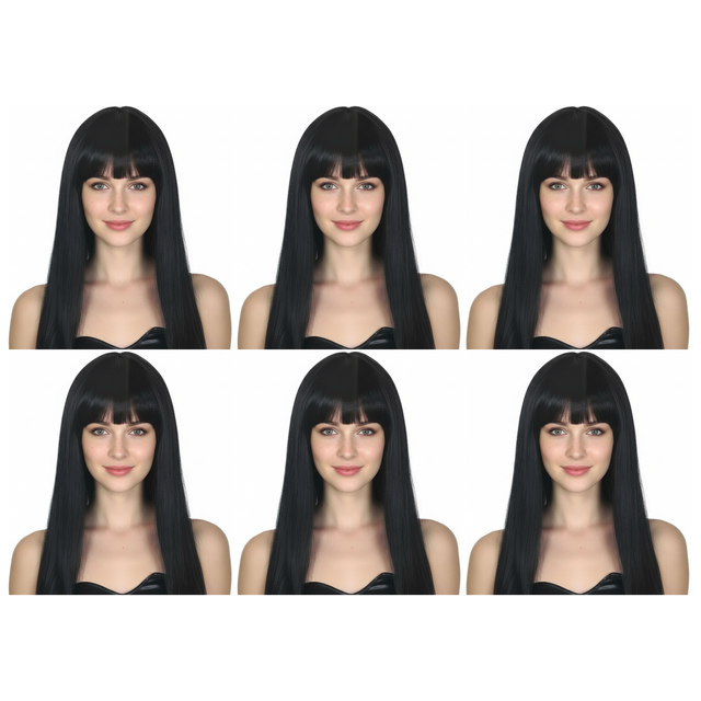 6x Black Long Straight Wig w/ Fringe Bulk Pack - Womens Cosplay Costume/Fancy Dress Party