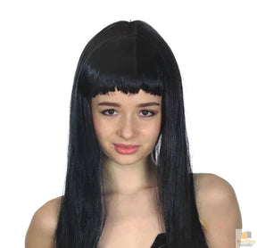 Black Long Straight Wig w/ Fringe - Womens Cosplay Costume/Fancy Dress Party