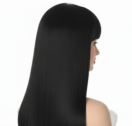 Black Long Straight Wig w/ Fringe - Womens Cosplay Costume/Fancy Dress Party