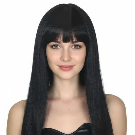 Black Long Straight Wig w/ Fringe - Womens Cosplay Costume/Fancy Dress Party