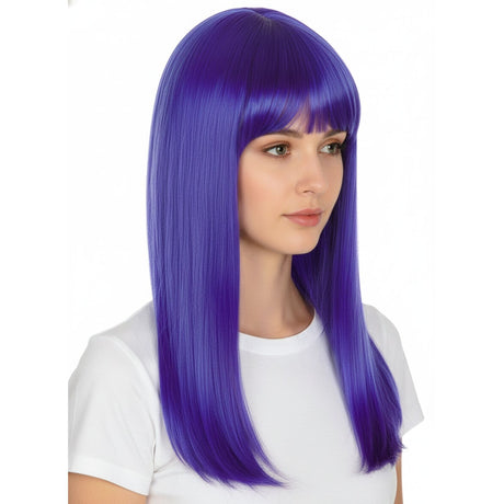 Blue Long Straight Wig w/ Fringe - Womens Cosplay Costume/Fancy Dress Party