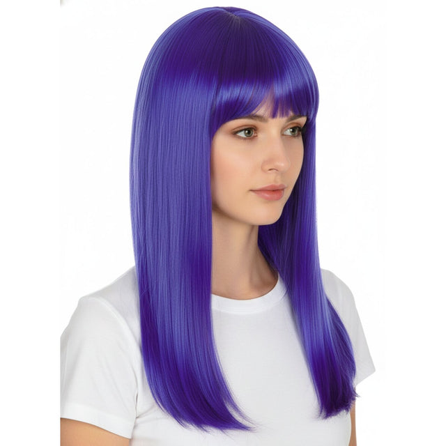 Blue Long Straight Wig w/ Fringe - Womens Cosplay Costume/Fancy Dress Party