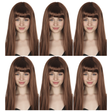 6x Brown Long Straight Wig w/ Fringe Bulk Pack - Womens Cosplay Costume/Fancy Dress Party