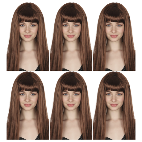 6x Brown Long Straight Wig w/ Fringe Bulk Pack - Womens Cosplay Costume/Fancy Dress Party