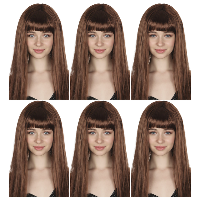 6x Brown Long Straight Wig w/ Fringe Bulk Pack - Womens Cosplay Costume/Fancy Dress Party