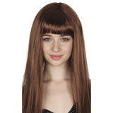 Brown Long Straight Wig w/ Fringe - Womens Cosplay Costume/Fancy Dress Party
