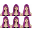6x Fuchsia Long Straight Wig w/ Fringe Bulk Pack - Womens Cosplay Costume/Fancy Dress Party