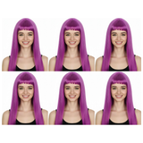 6x Fuchsia Long Straight Wig w/ Fringe Bulk Pack - Womens Cosplay Costume/Fancy Dress Party