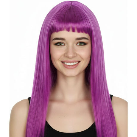 Fuchsia Long Straight Wig w/ Fringe - Womens Cosplay Costume/Fancy Dress Party