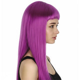 Fuchsia Long Straight Wig w/ Fringe - Womens Cosplay Costume/Fancy Dress Party