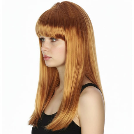 6x Golden Brown Long Straight Wig w/ Fringe Bulk Pack - Womens Cosplay Costume/Fancy Dress Party