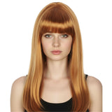 Golden Brown Long Straight Wig w/ Fringe - Womens Cosplay Costume/Fancy Dress Party