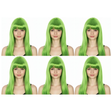 6x Green Long Straight Wig w/ Fringe Bulk Pack - Womens Cosplay Costume/Fancy Dress Party