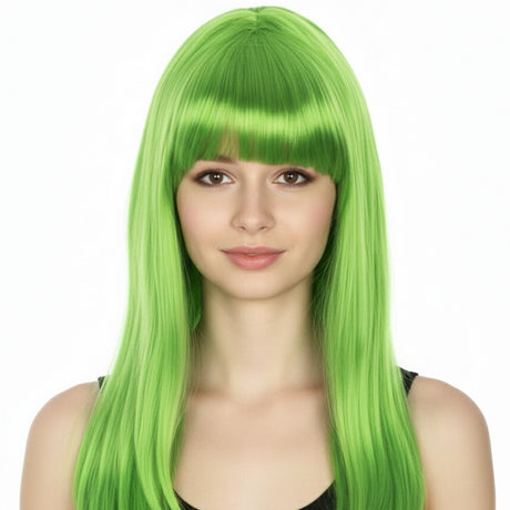 Green Long Straight Wig w/ Fringe - Womens Cosplay Costume/Fancy Dress Party
