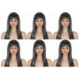 6x Grey Long Straight Wig w/ Fringe Bulk Pack - Womens Cosplay Costume/Fancy Dress Party