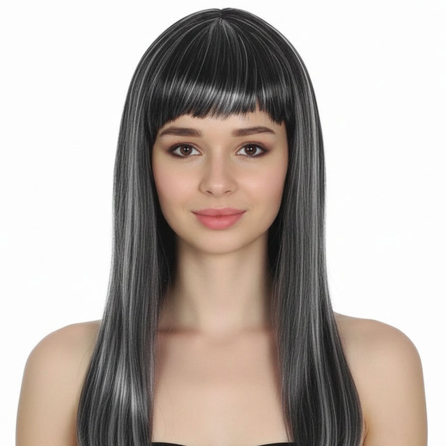 Grey Long Straight Wig w/ Fringe - Womens Cosplay Costume/Fancy Dress Party