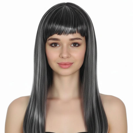 Grey Long Straight Wig w/ Fringe - Womens Cosplay Costume/Fancy Dress Party