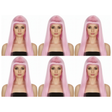 6x Light Pink Long Straight Wig w/ Fringe Bulk Pack - Womens Cosplay Costume/Fancy Dress Party