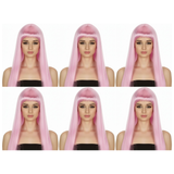 6x Light Pink Long Straight Wig w/ Fringe Bulk Pack - Womens Cosplay Costume/Fancy Dress Party