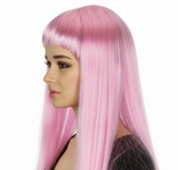 Light Pink Long Straight Wig w/ Fringe - Womens Cosplay Costume/Fancy Dress Party