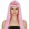 Light Pink Long Straight Wig w/ Fringe - Womens Cosplay Costume/Fancy Dress Party