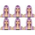 6x Light Purple Long Straight Wig w/ Fringe Bulk Pack - Womens Cosplay Costume/Fancy Dress Party