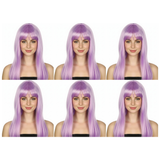 6x Light Purple Long Straight Wig w/ Fringe Bulk Pack - Womens Cosplay Costume/Fancy Dress Party