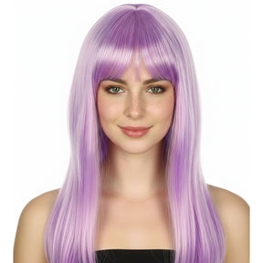 Light Purple Long Straight Wig w/ Fringe - Womens Cosplay Costume/Fancy Dress Party