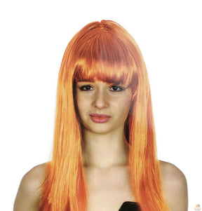Orange Long Straight Wig w/ Fringe - Womens Cosplay Costume/Fancy Dress Party