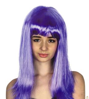 Purple Long Straight Wig w/ Fringe - Womens Cosplay Costume/Fancy Dress Party
