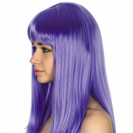 Purple Long Straight Wig w/ Fringe - Womens Cosplay Costume/Fancy Dress Party