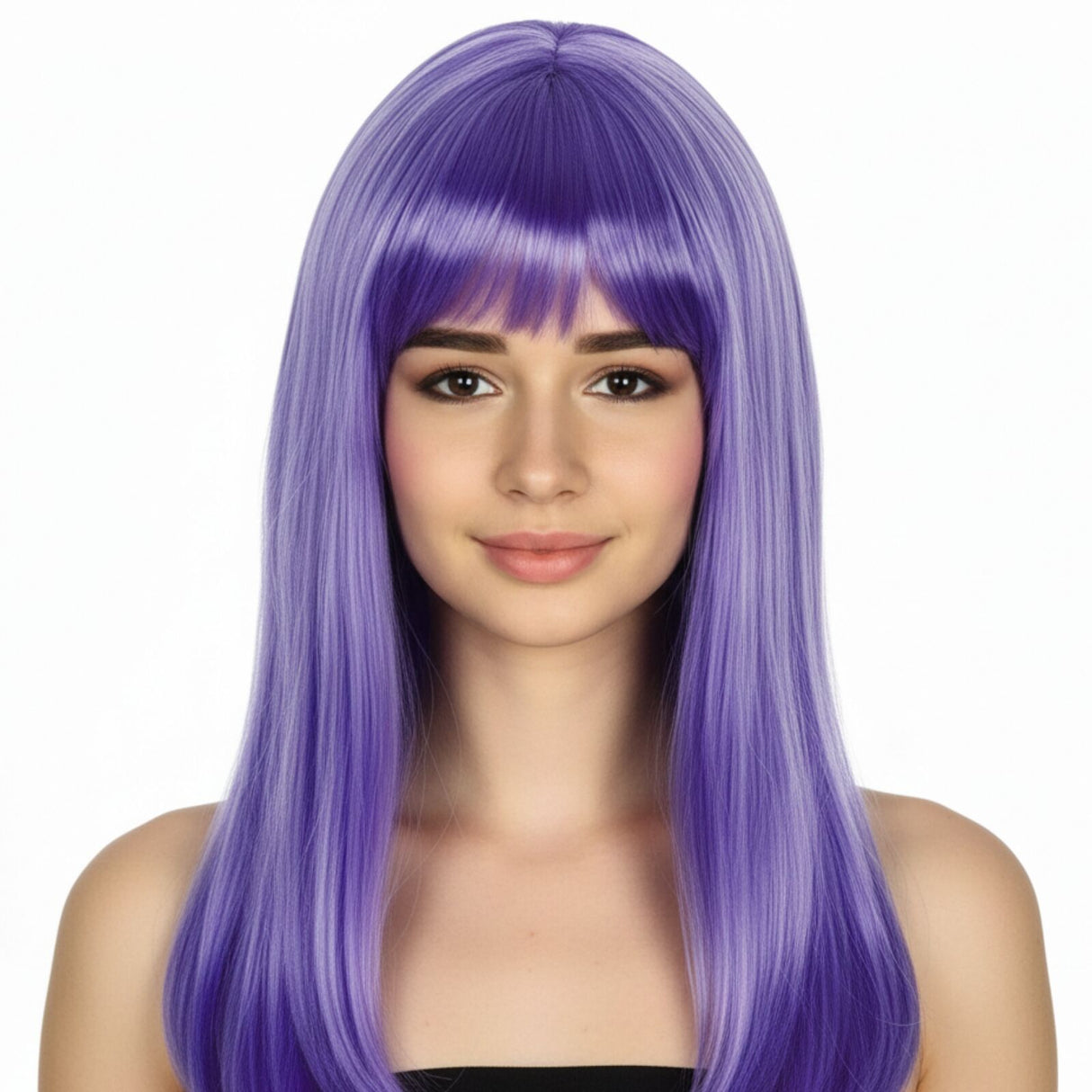 Purple Long Straight Wig w/ Fringe - Womens Cosplay Costume/Fancy Dress Party